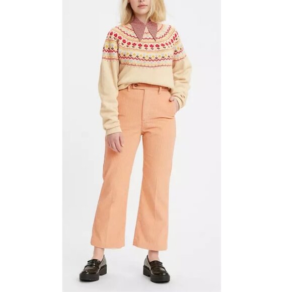 Levi's Math Club Flare Corduroy Women's Trousers In Pebble Peach Size 29 x 27 - Picture 1 of 10